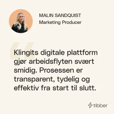 Kundeuttalelse om å jobbe med Klingit